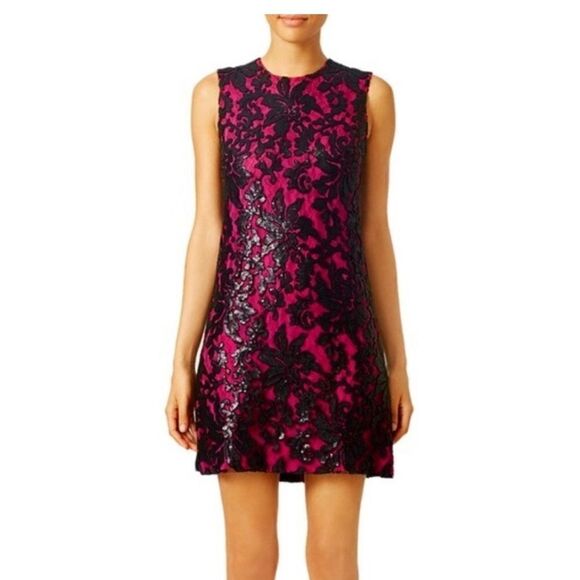 Diane Von Furstenberg Kaleb Fuschia and Black sequined dress size 4 - Picture 1 of 12